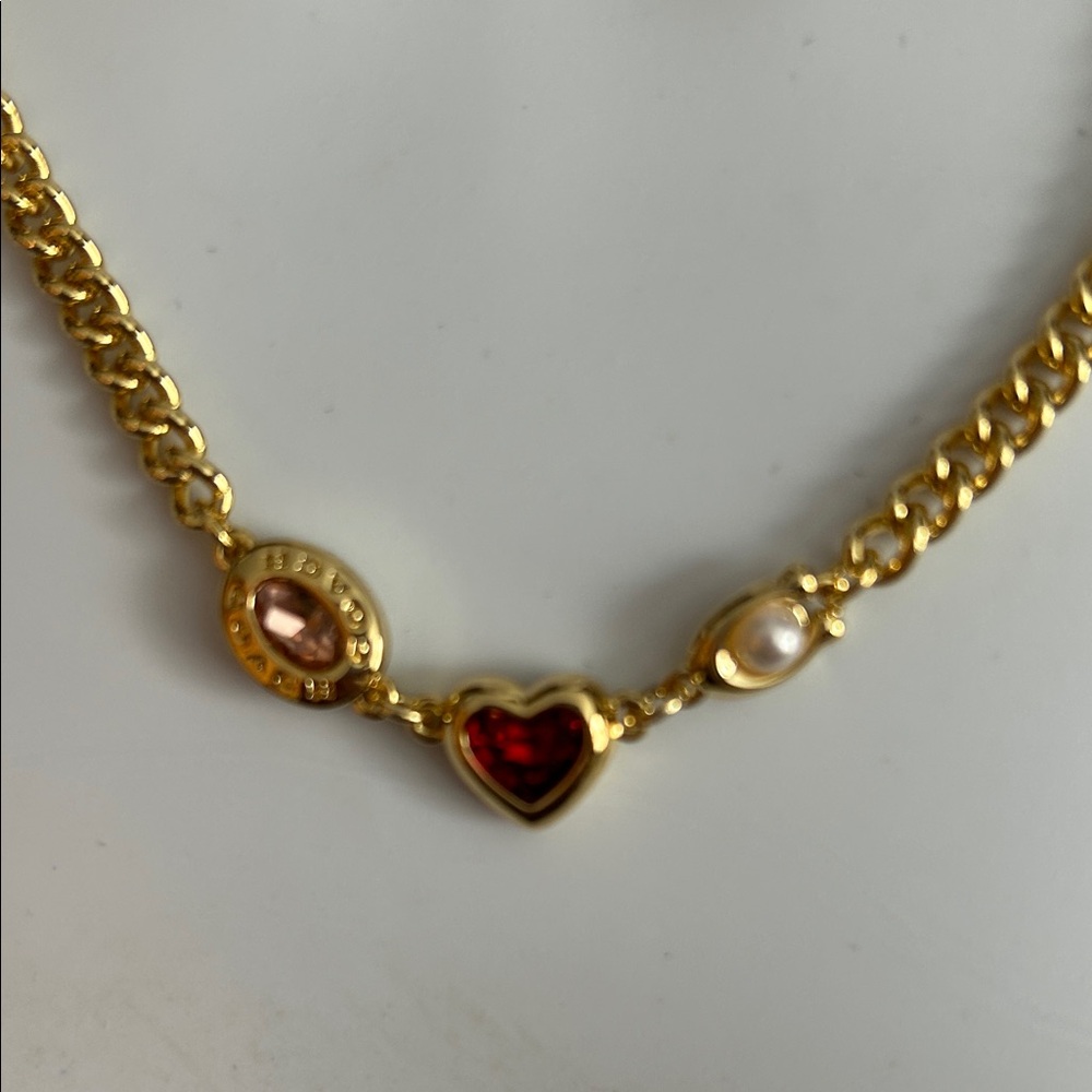 Coach Gold Necklace with Heart and Pearl Accents - Picture 5 of 5